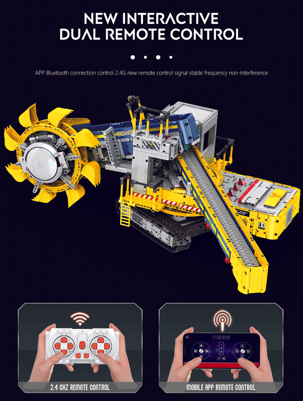 Technik Bagger Ferngesteuert 22017, Technik Bagger Mit Schaufelrad ferngesteuert Bagger Modell, 3188 Teile Technik Bagger Modell Kompatibel mit Lego Technik Bagger