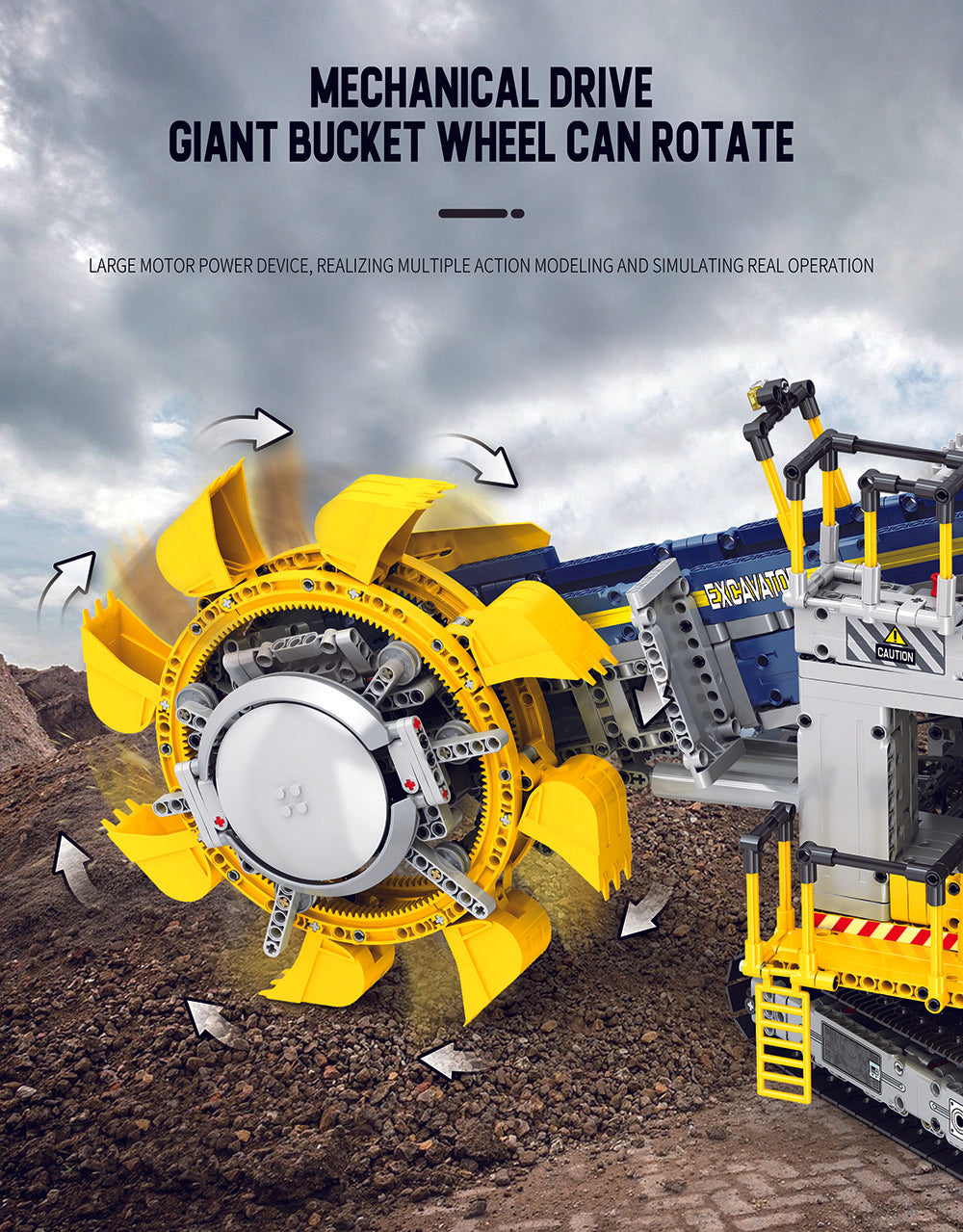 Technik Bagger Ferngesteuert 22017, Technik Bagger Mit Schaufelrad ferngesteuert Bagger Modell, 3188 Teile Technik Bagger Modell Kompatibel mit Lego Technik Bagger