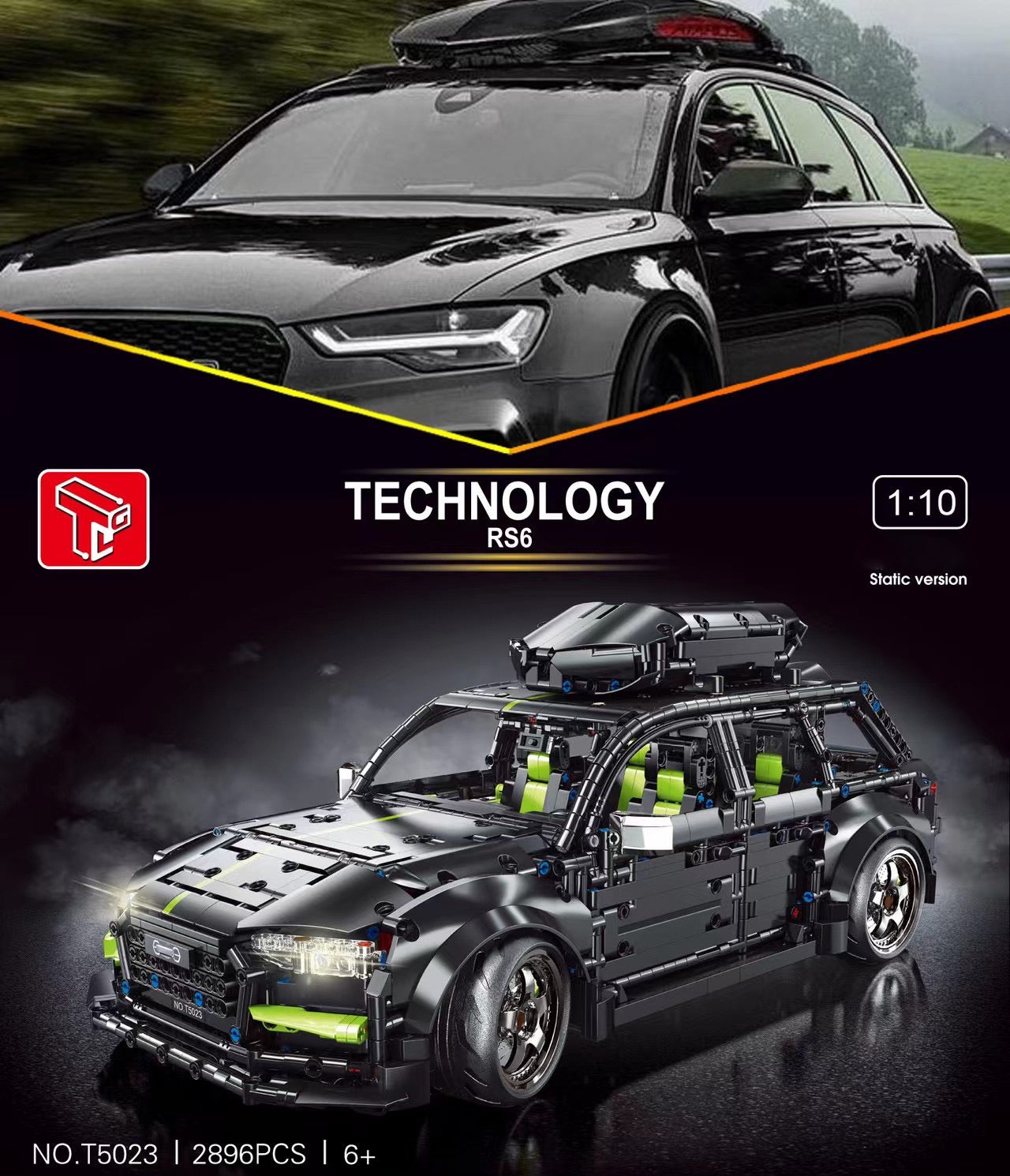 Technik Auto RS6 Avant, TGL T5023, 2896 Teile Technik Technic Ferngesteuert Auto Motorisierte Modell Custom Bausteine Kompatibel mit Lego Technik