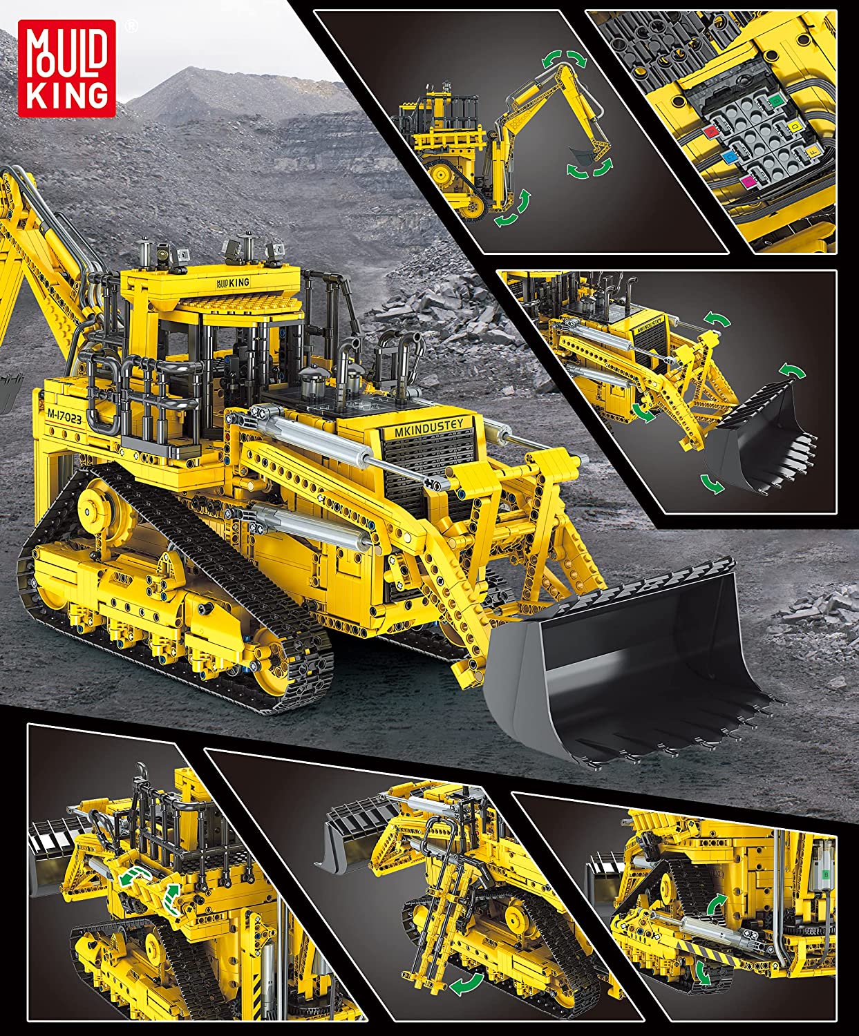Technik Radlader Technik Bagger 2 in 1 Bausatz, 3963 Teile Technic Ferngesteuert Bagger Bulldozer mit 6 Motor Kompatibel mit Lego Technik