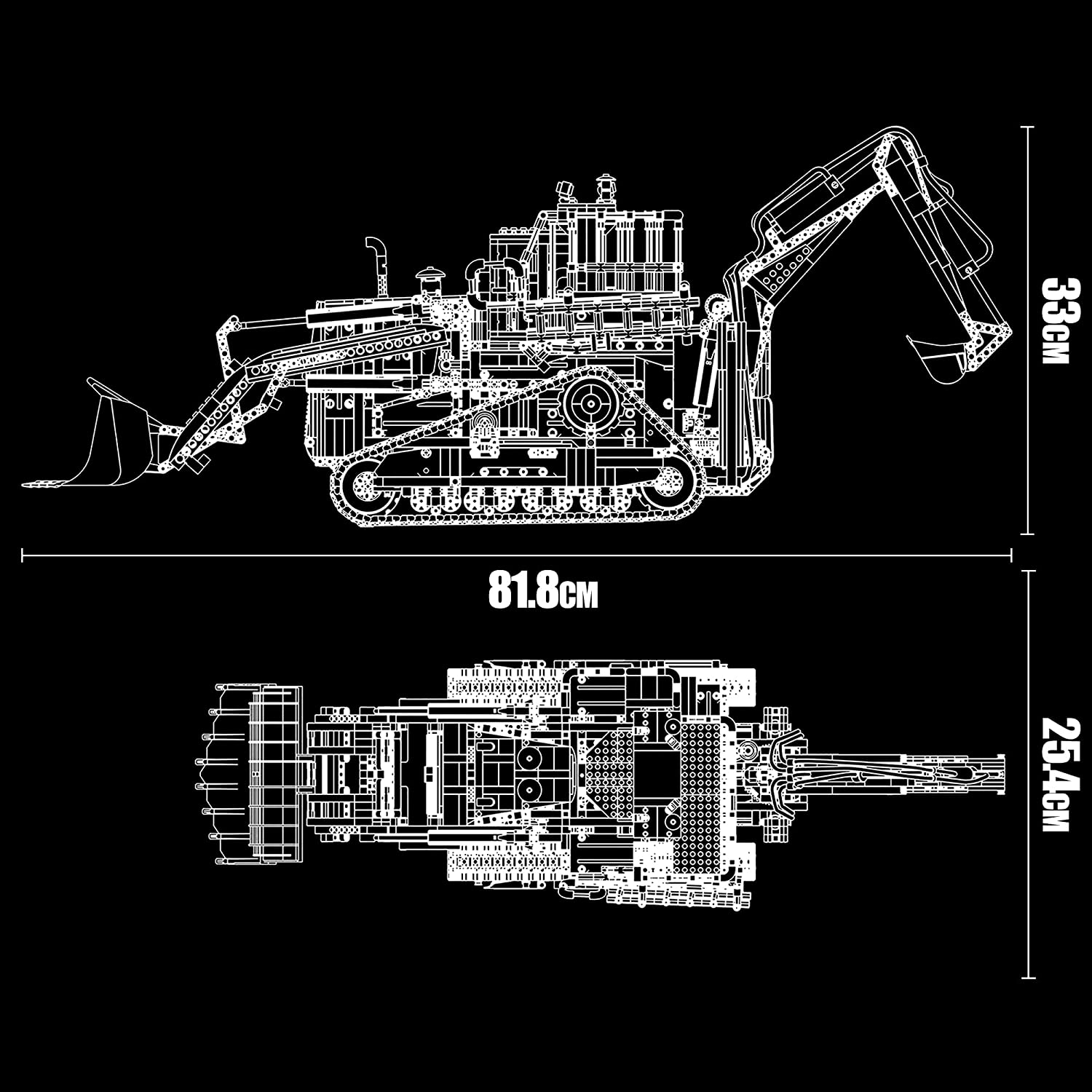 Technik Radlader Technik Bagger 2 in 1 Bausatz, 3963 Teile Technic Ferngesteuert Bagger Bulldozer mit 6 Motor Kompatibel mit Lego Technik