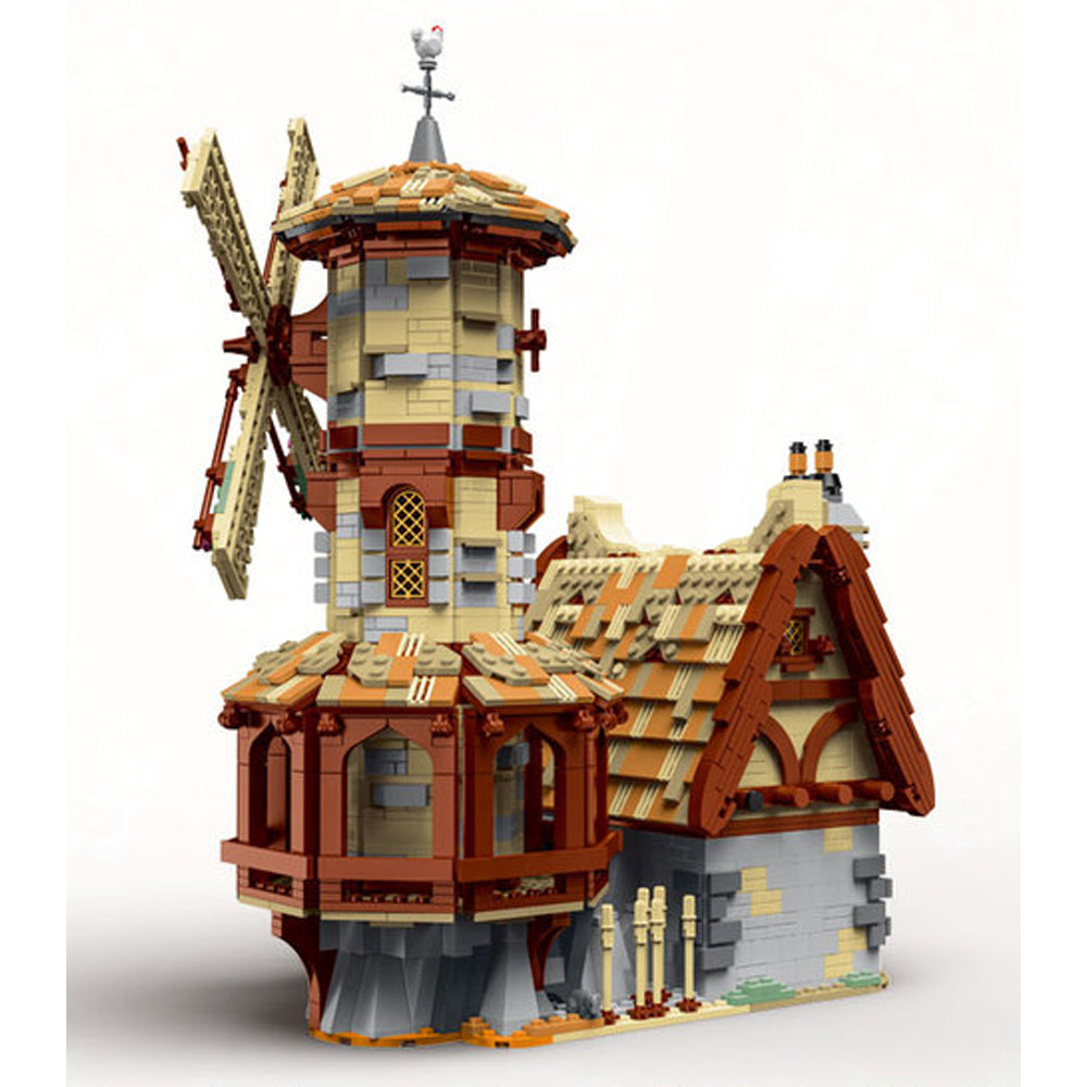 Modular Haus Mittelalter Windmühle Modell, 2808 Teile Modular Building Windmühle Modellbau Set Kompatibel mit Lego