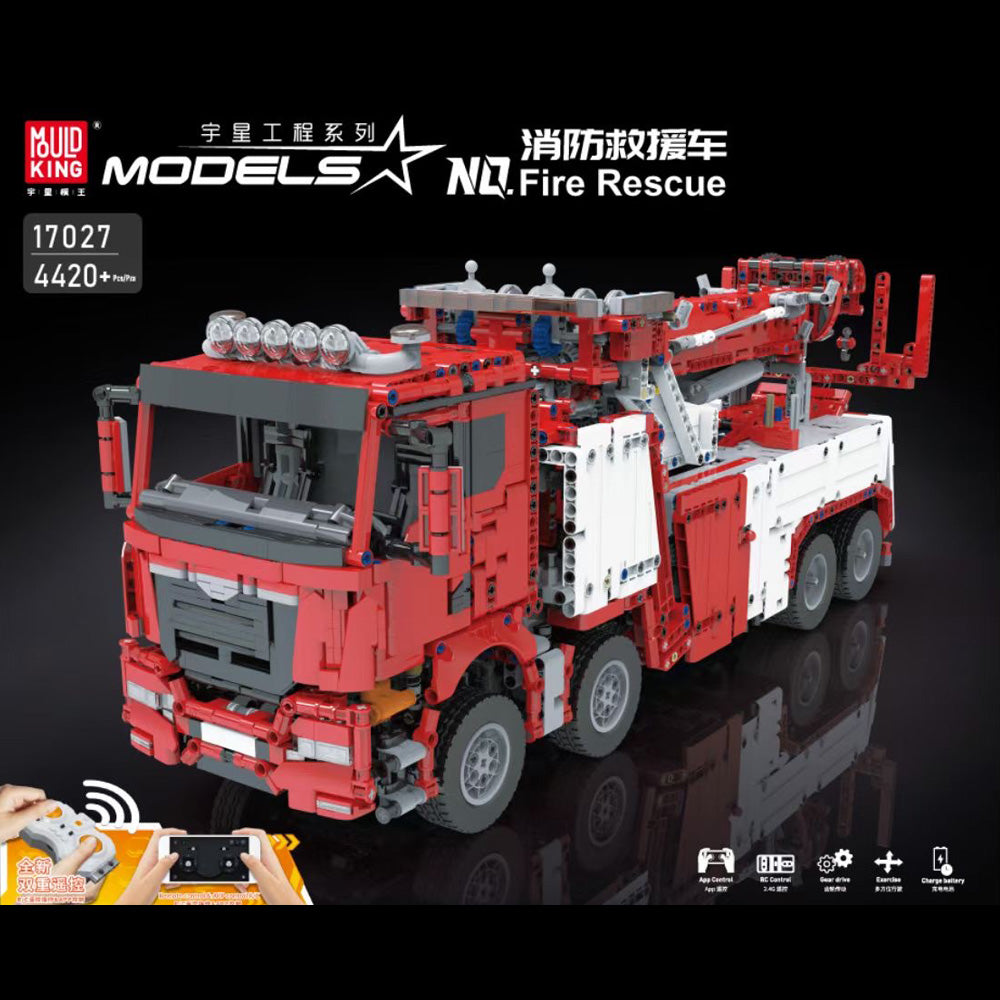 Technik Feuerwehr LKW, 4420 Teile Technik Feuerwehrauto, Technic Ferngesteuert Auto mit 7 Motoren Bausatz Kompatibel mit Lego Technik