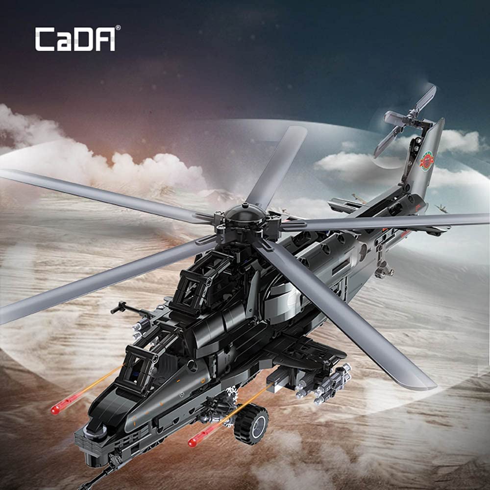 CADA C61005 Technik Hubschrauber, 1689 Teile Technik Helikopter Militär Technic Ferngesteuert Hubschrauber mit Motor und Fernbedienung Bauset Kompatibel mit Lego Technik