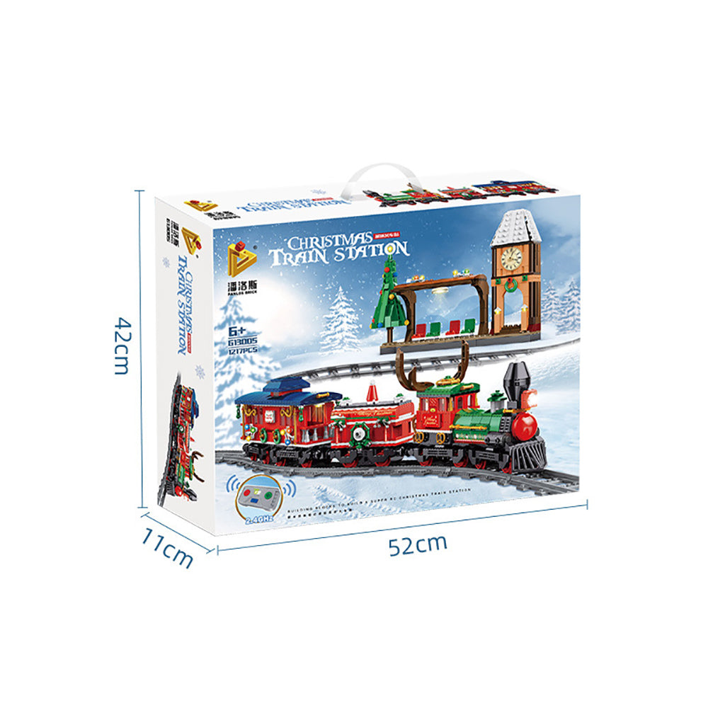 Technik Weihnachtszug Modell, 1217 Teile Festlicher Weihnachtszug Technik Zug Eisenbahn Modellbau, Elektrischer Weihnachtszug mit Schienenset Nicht Kompatibel mit Lego