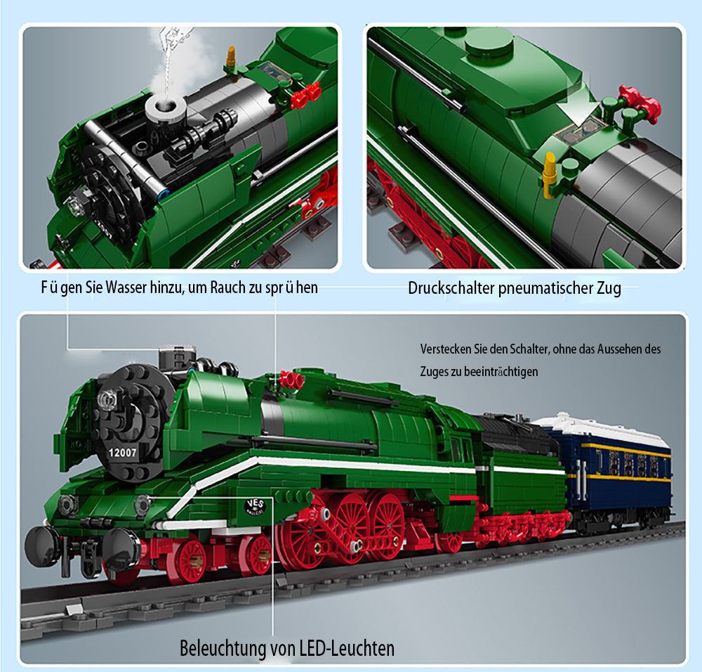 Technik BR18 201 Deutsch Schnellzug Modell, 2348 Teile Technik Dampflokomotive mit Motor und Schienen Bauset Kompatibel mit Lego Technik