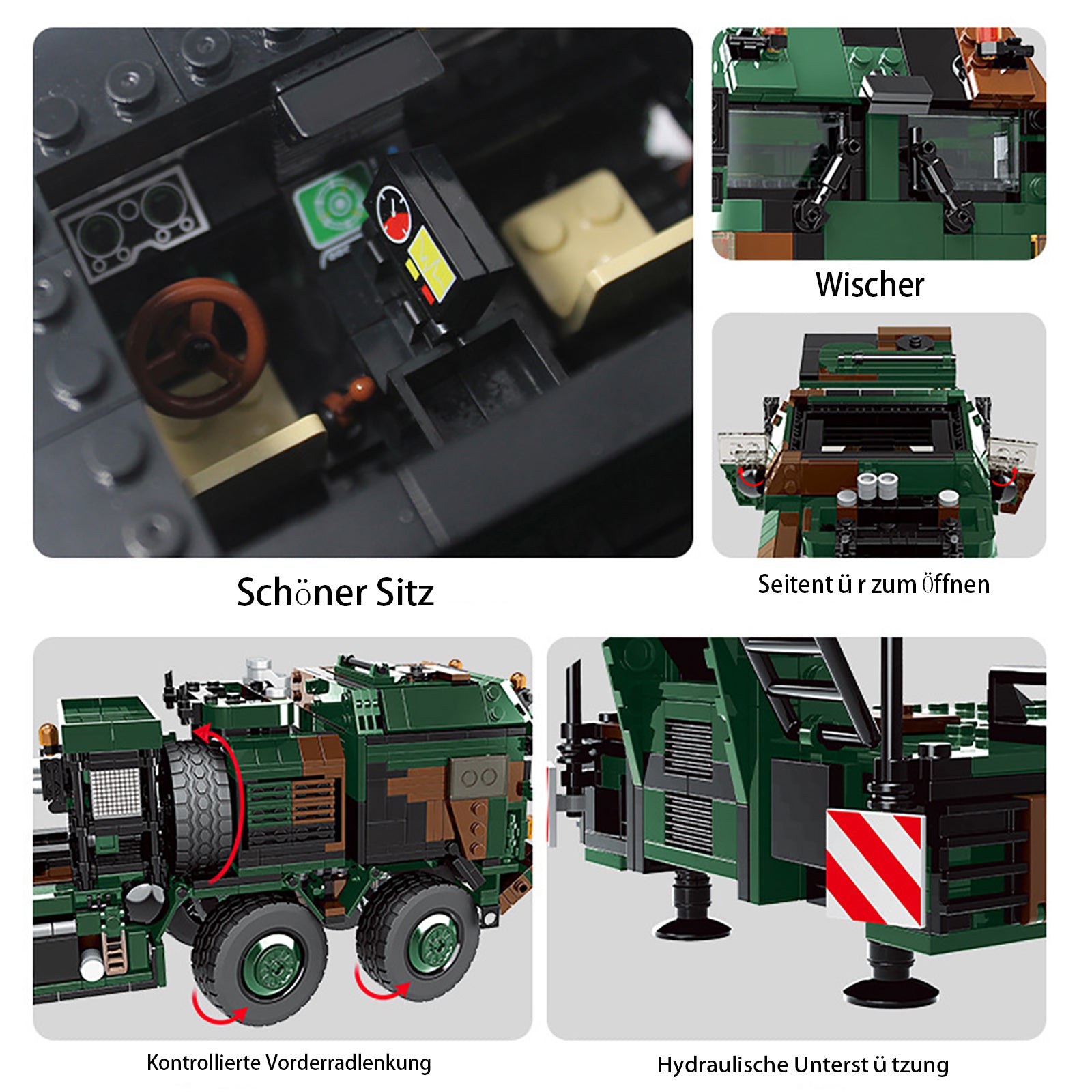 Technik Zugmaschine mit Anhänger Modell, 1912 Teile Technik Militär Zugmaschine Modell Bausatz Kompatibel mit Lego Technik