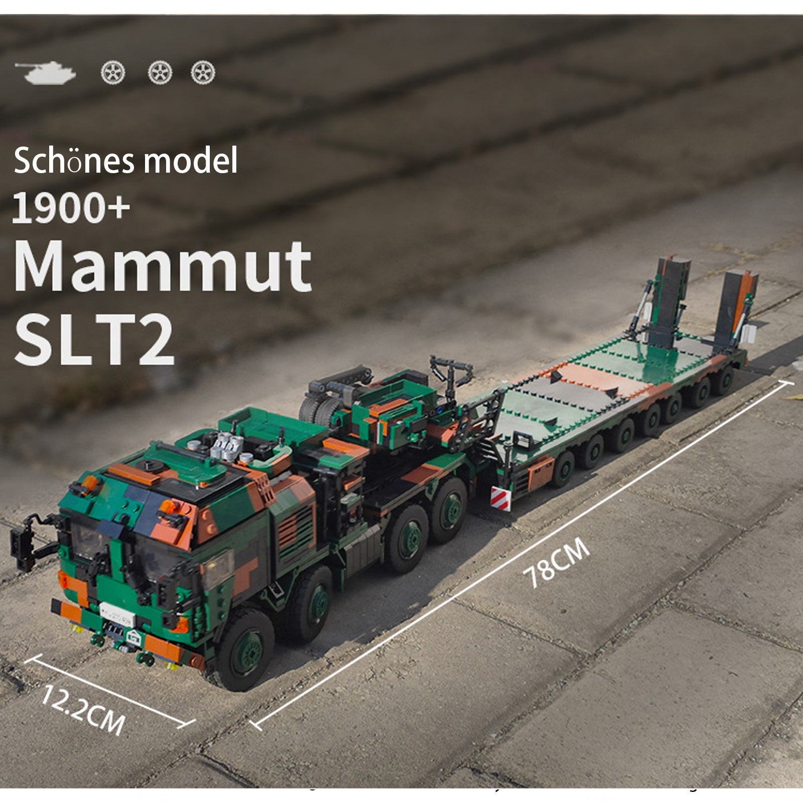 Technik Zugmaschine mit Anhänger Modell, 1912 Teile Technik Militär Zugmaschine Modell Bausatz Kompatibel mit Lego Technik