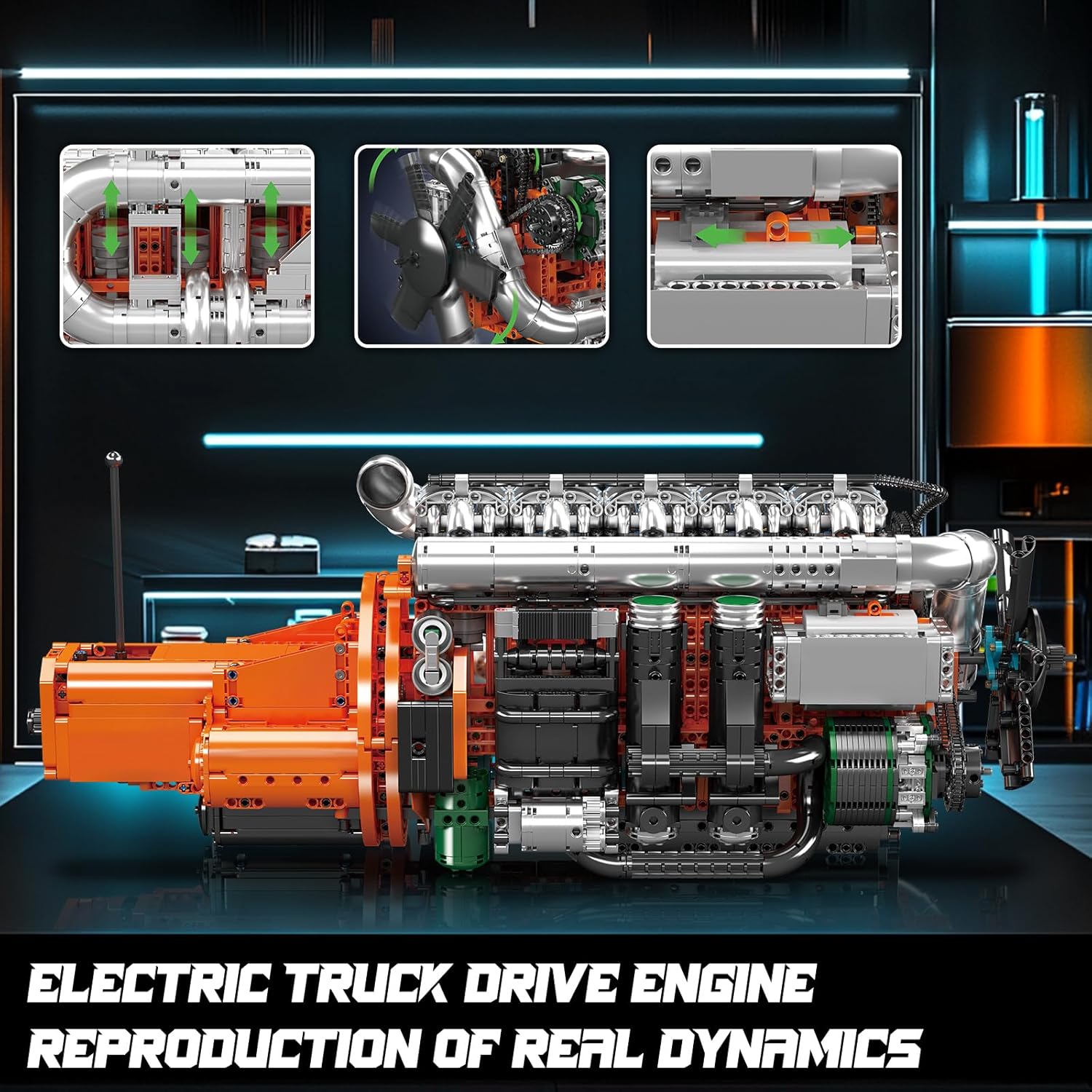 Mould King 10200 MOC Scania-LKW Engine-Getriebe Set Technik Ferngesteuert Motor Klemmbausteine, 3236 Teile