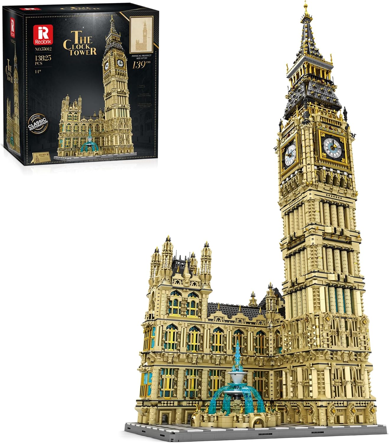 Big Ben, RB 55012 MOC Architecture Bausatz, 13000+ Klemmbausteine Riesiges Architekturmodell MOC Architektur im Europäischen Stil Modell