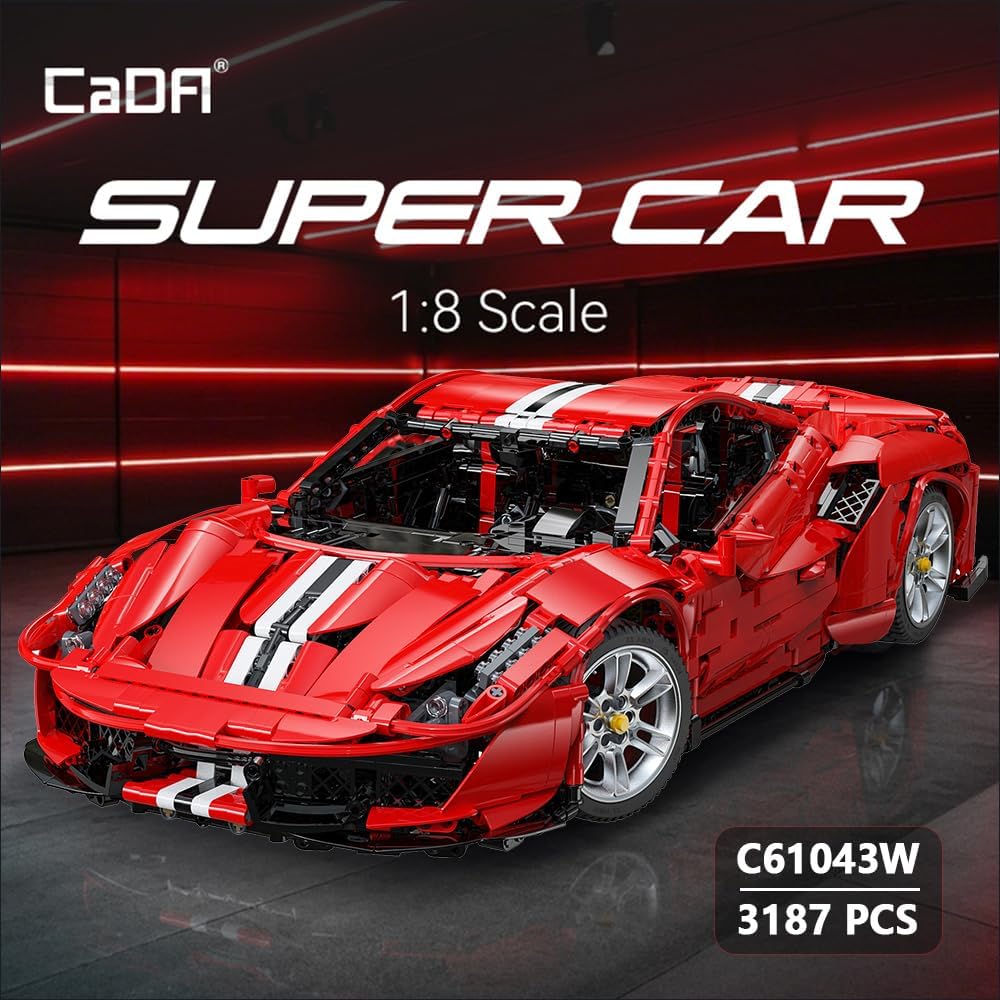 Ferrari 488 Pista, CaDA C61042W MOC Auto KIemmbausteine (3187 Teile)(Ohne Originalverpackung)