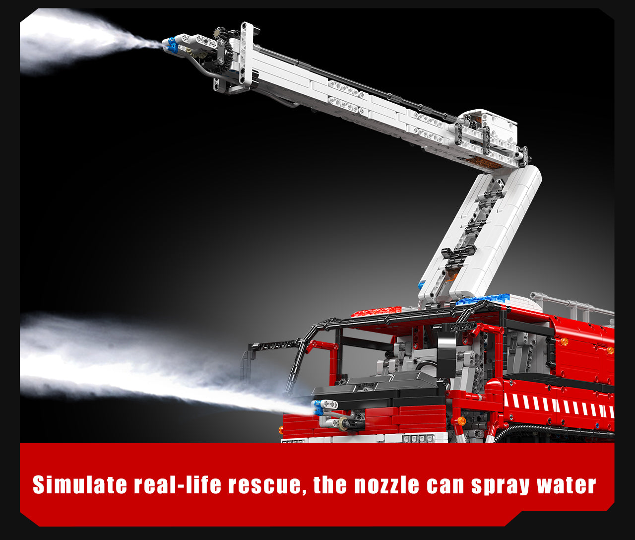 Technik Flughafen Rettungsfahrzeug Modell 6653 Teile Set zusammenbaut (Fernbedienung & APP-Steuerung R/C) Wasserspray Klemmbausteine Bausatz kompatibel mit Lego Technik