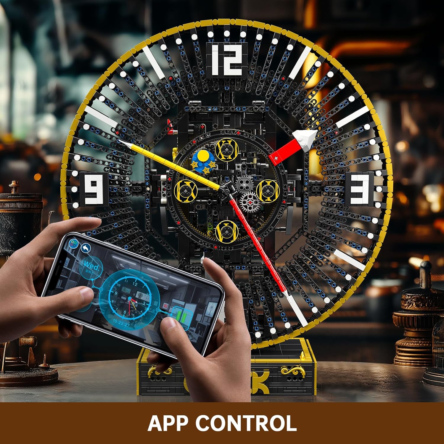 Mould King 10160 Technik Große Cyberpunk Uhr, Technik Ferngesteuert Mechanische Uhr Klemmbausteine APP Uhr Modell (3675 Teile)