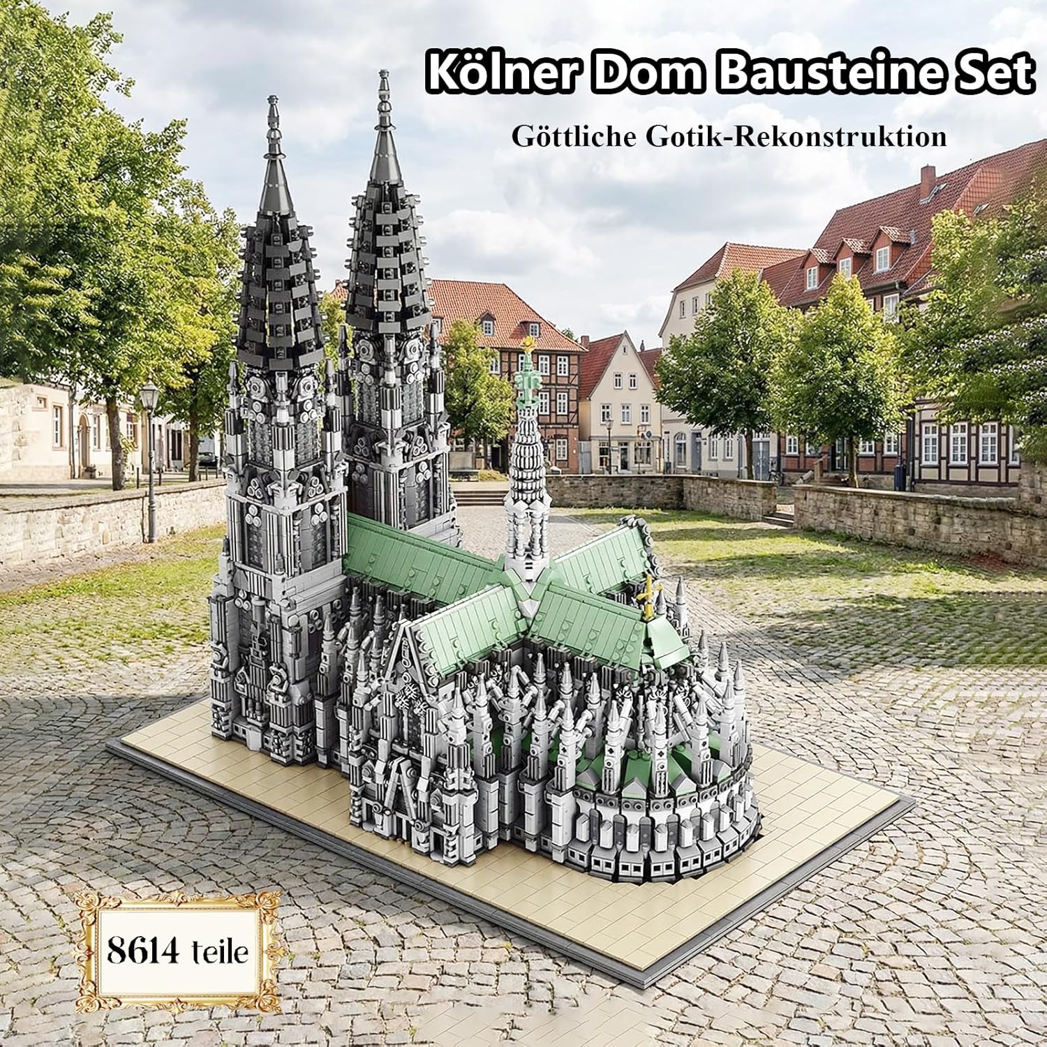 Kölner Dom Architektur Klemmbausteine Set - 8614 Teile Gotisches Modular Building Modell Bausatz Sammlerstück für Erwachsene, Deutsche Souvenirs und Geschenk für Männer und Frauen
