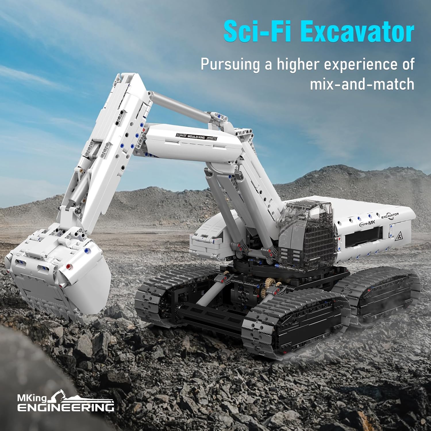 Mould King 17079 MOC Technik Ferngesteuert Raupenbagger Mit 4 Raupenketten, APP Technikmaschine Klemmbausteine