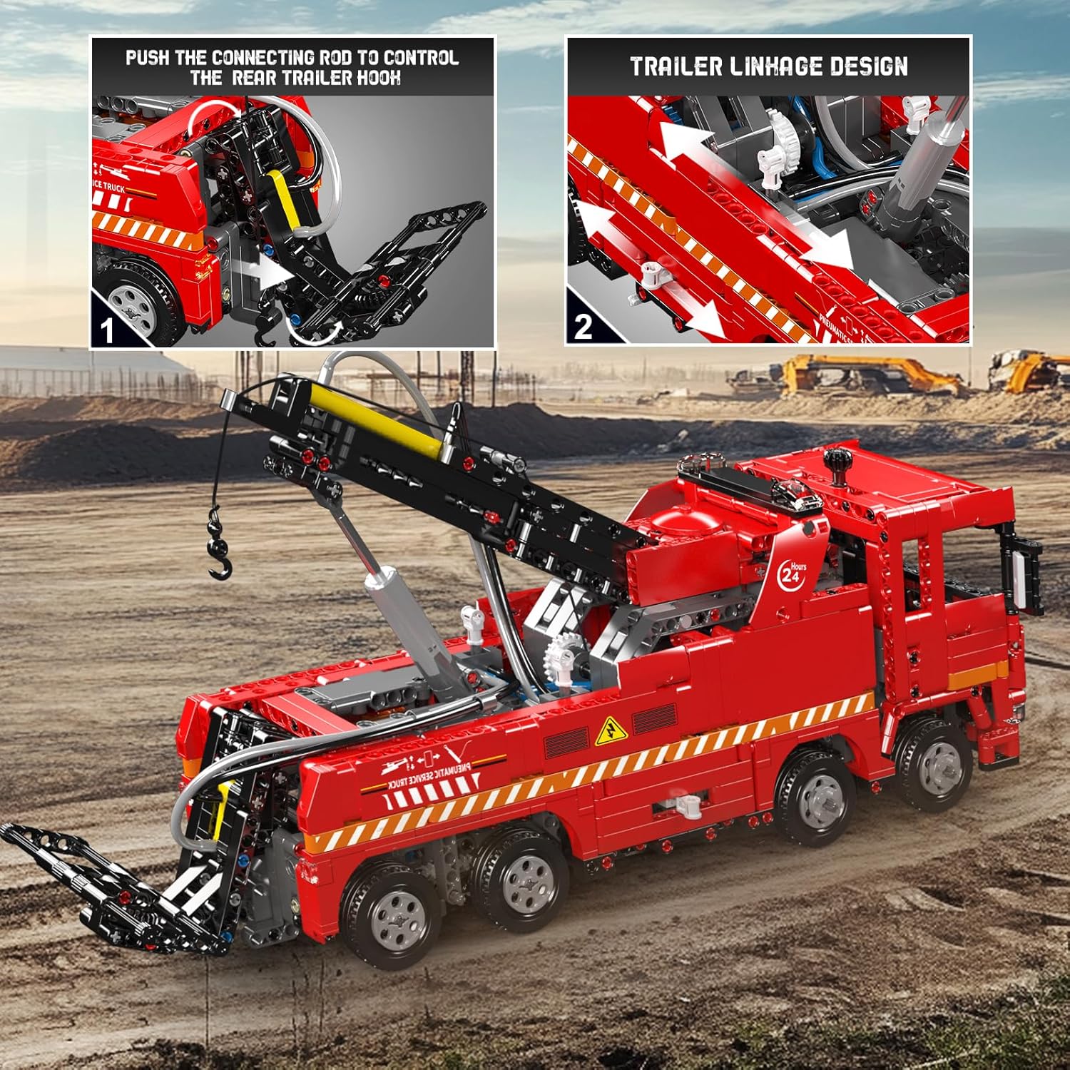 Technik Scania Rettungsfahrzeug, 19017 Pneumatik Truck, MOC LKW mit Kran KIemmbausteine (1653 Teile)