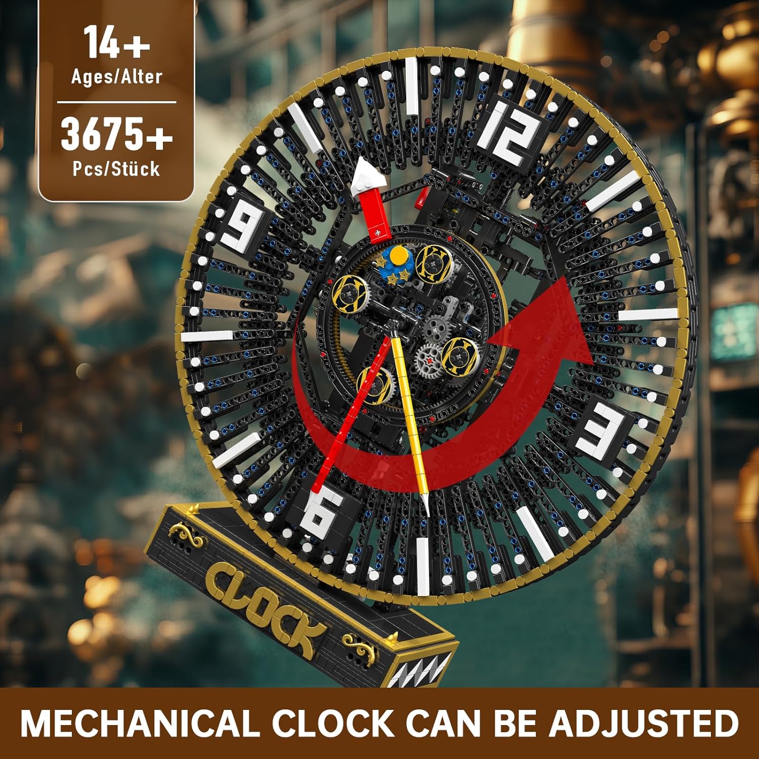 Mould King 10160 Technik Große Cyberpunk Uhr, Technik Ferngesteuert Mechanische Uhr Klemmbausteine APP Uhr Modell (3675 Teile)