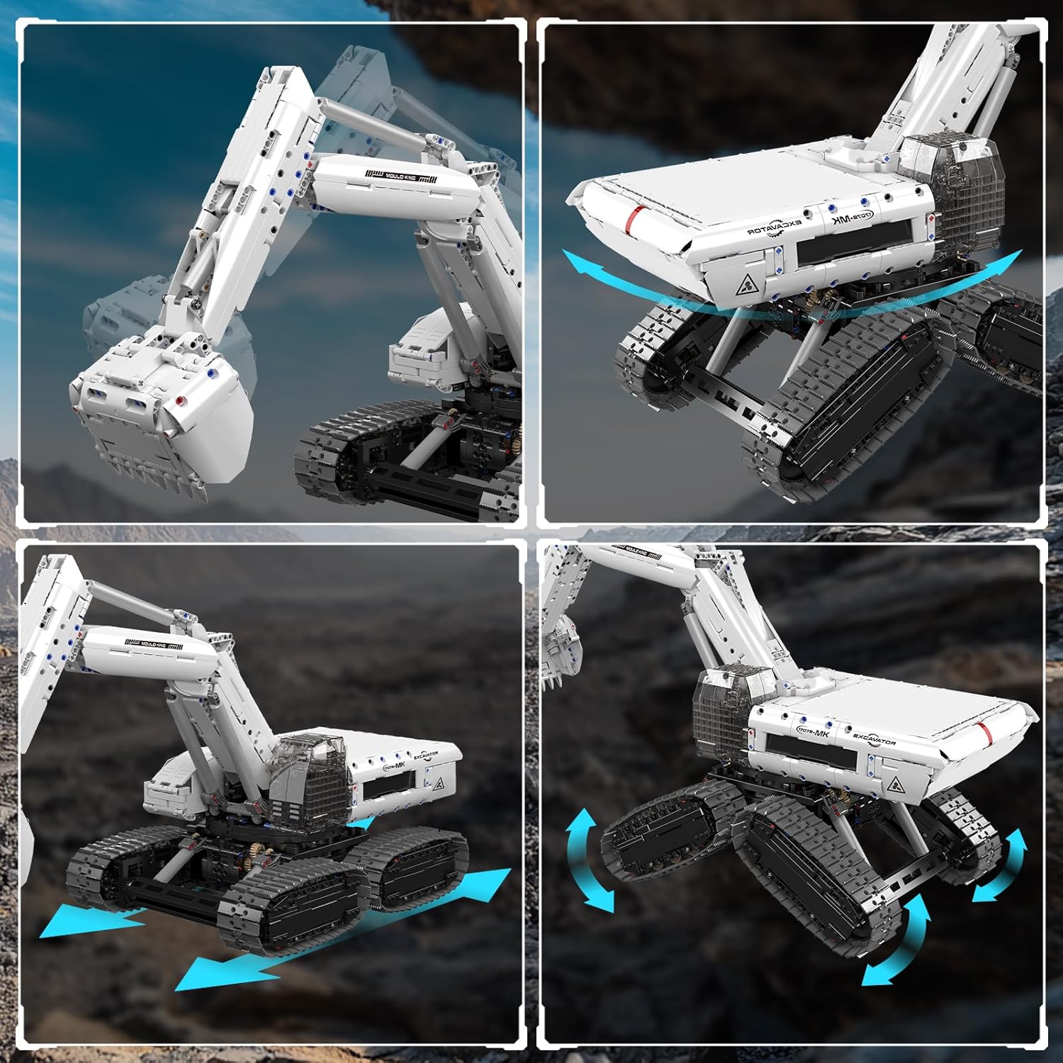 Mould King 17079 MOC Technik Ferngesteuert Raupenbagger Mit 4 Raupenketten, APP Technikmaschine Klemmbausteine