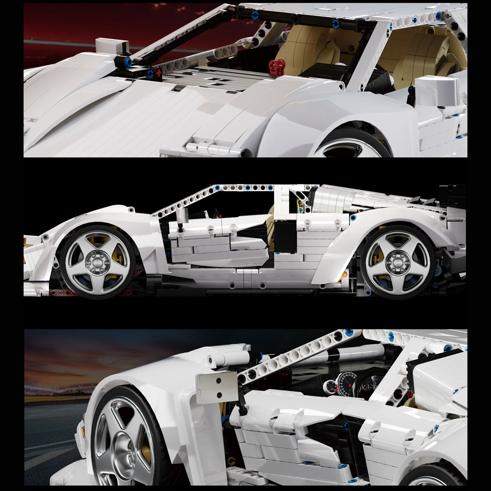 Technik Auto für Lamborghini Countach Hypercar, Technik Rennauto KIemmbausteine, Maßstab 1: 8 Modell, 4301 Teile
