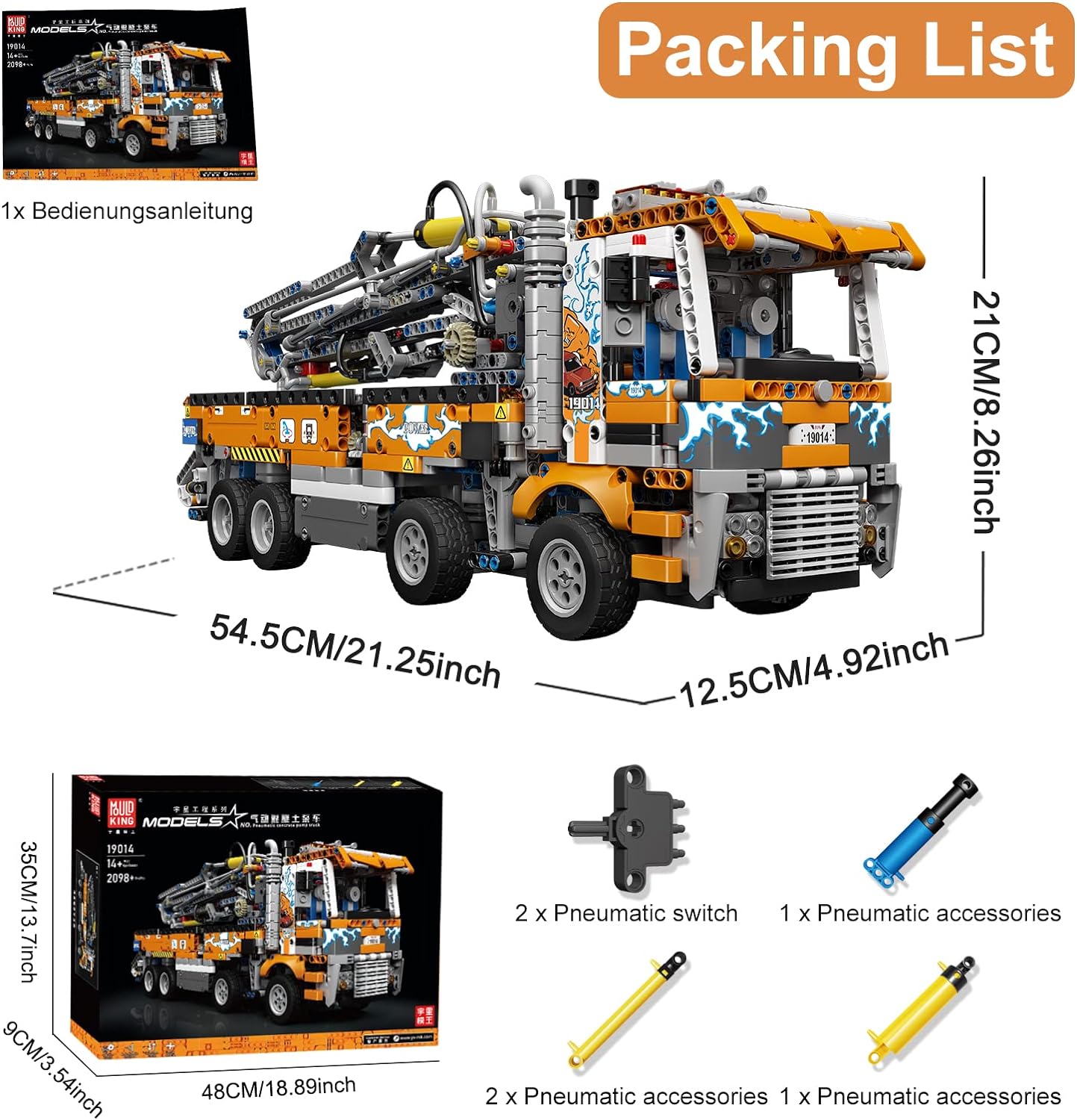 MK 19014 Technik Abschleppwagen Modellbauset, 2098 Teile Kran Spielzeug für Lego Technik