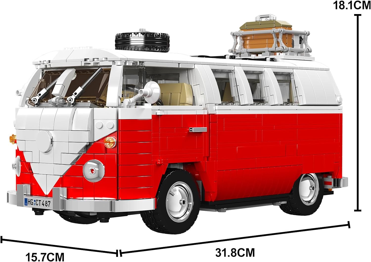 T1 Campingbus Modell, Kreativität Der öffentliche Bus Auto Modellauto Bausatz 2056 Teile