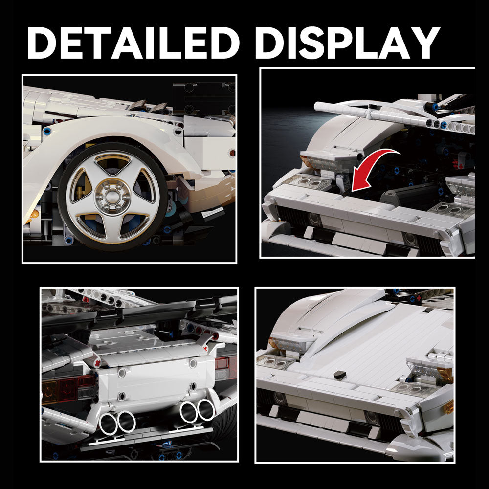 Technik Auto für Lamborghini Countach Hypercar, Technik Rennauto KIemmbausteine, Maßstab 1: 8 Modell, 4301 Teile