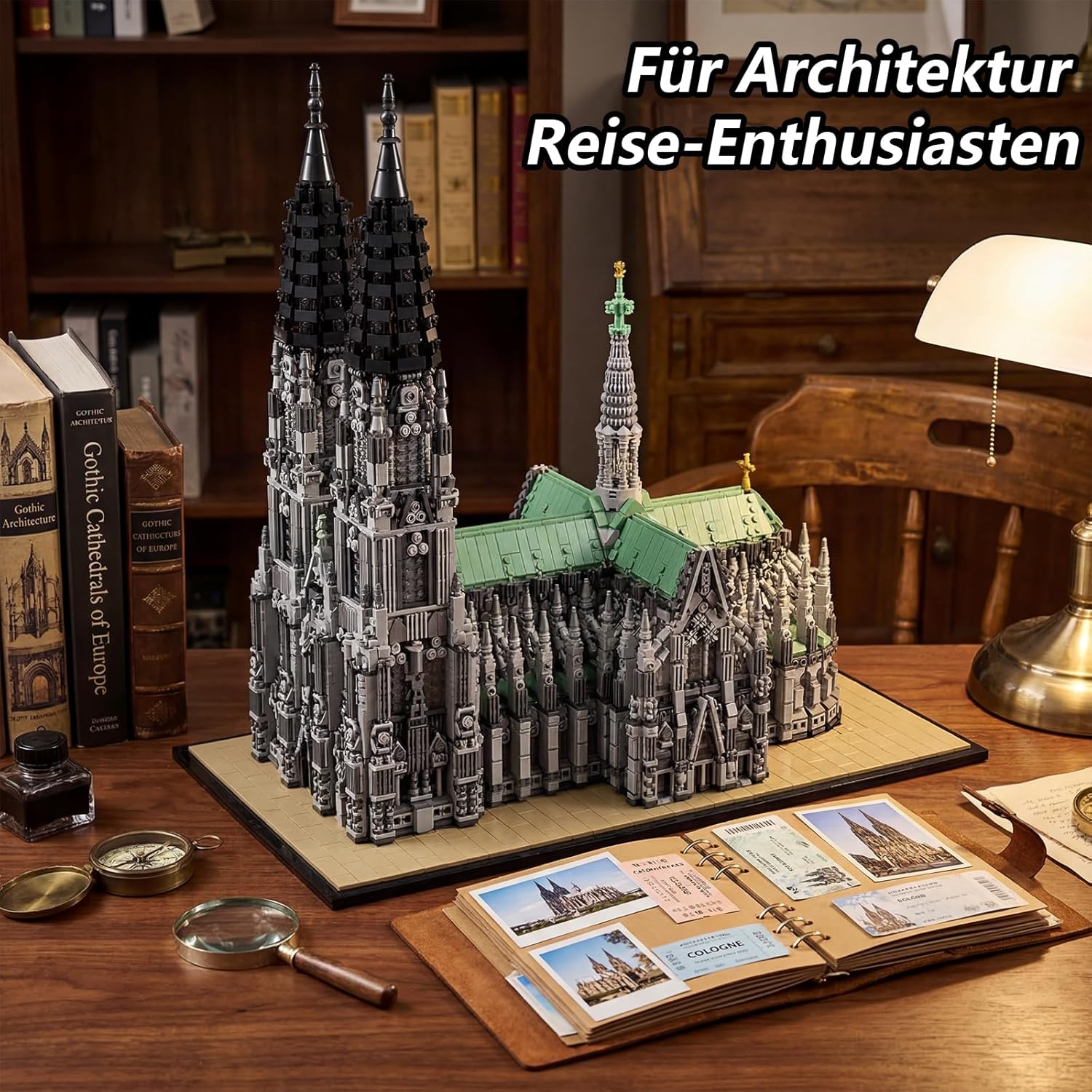 Kölner Dom Architektur Klemmbausteine Set - 8614 Teile Gotisches Modular Building Modell Bausatz Sammlerstück für Erwachsene, Deutsche Souvenirs und Geschenk für Männer und Frauen