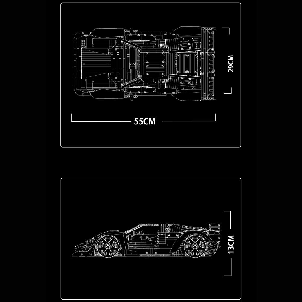 Technik Auto für Lamborghini Countach Hypercar, Technik Rennauto KIemmbausteine, Maßstab 1: 8 Modell, 4301 Teile