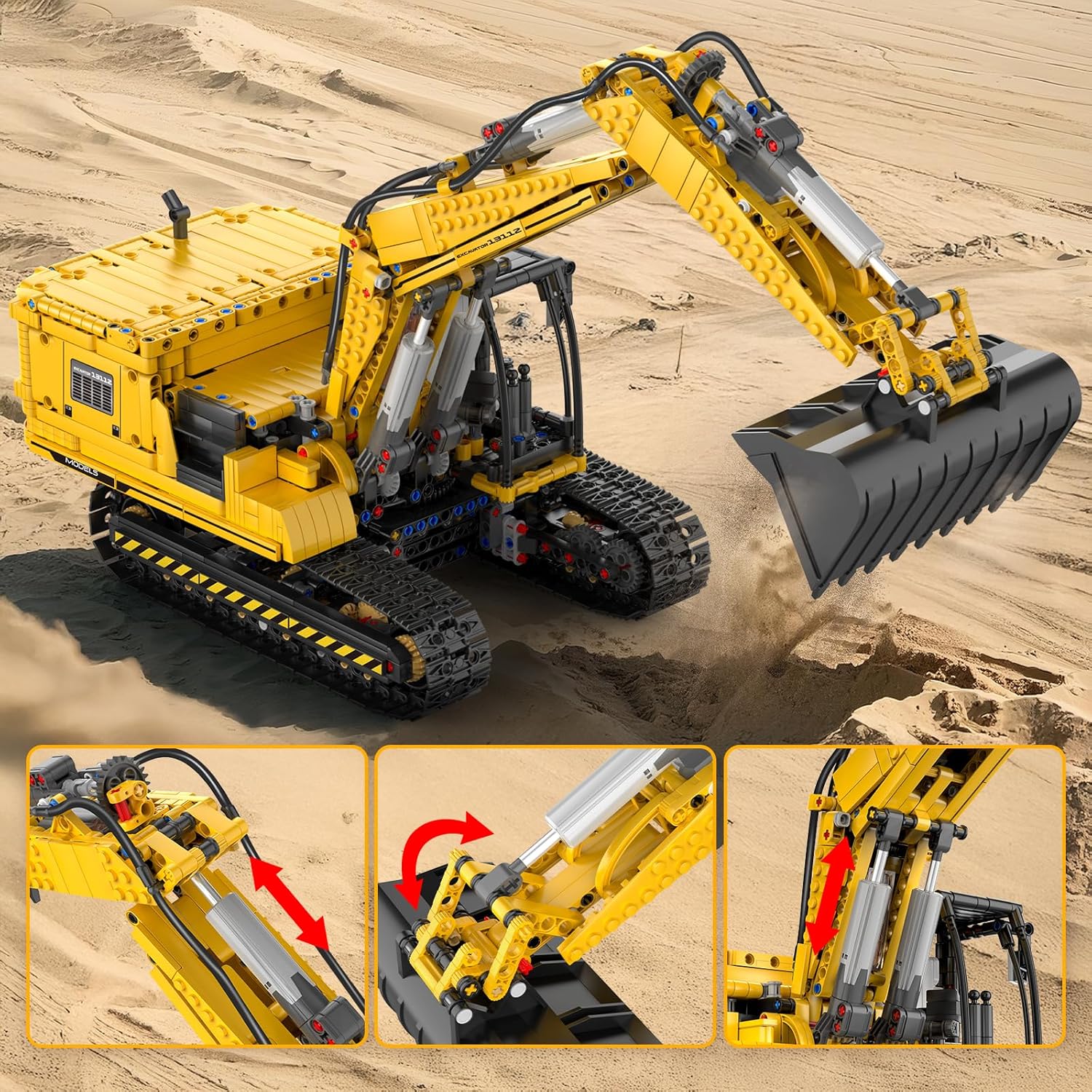 Technik Raupenbagger Baumaschine, MOC-13112 Upgrade APP Bagger KIemmbausteine (2169 Teile)