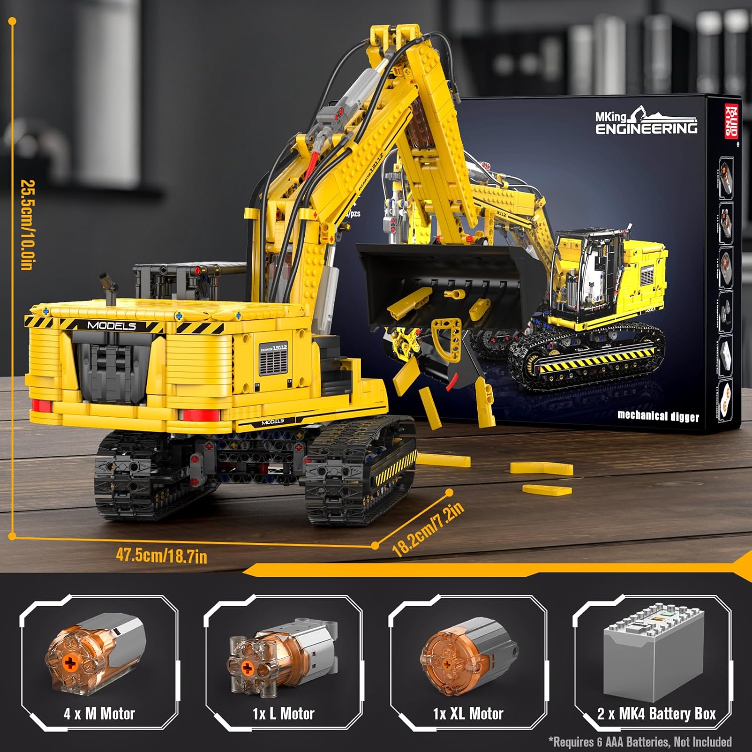 Technik Raupenbagger Baumaschine, MOC-13112 Upgrade APP Bagger KIemmbausteine (2169 Teile)