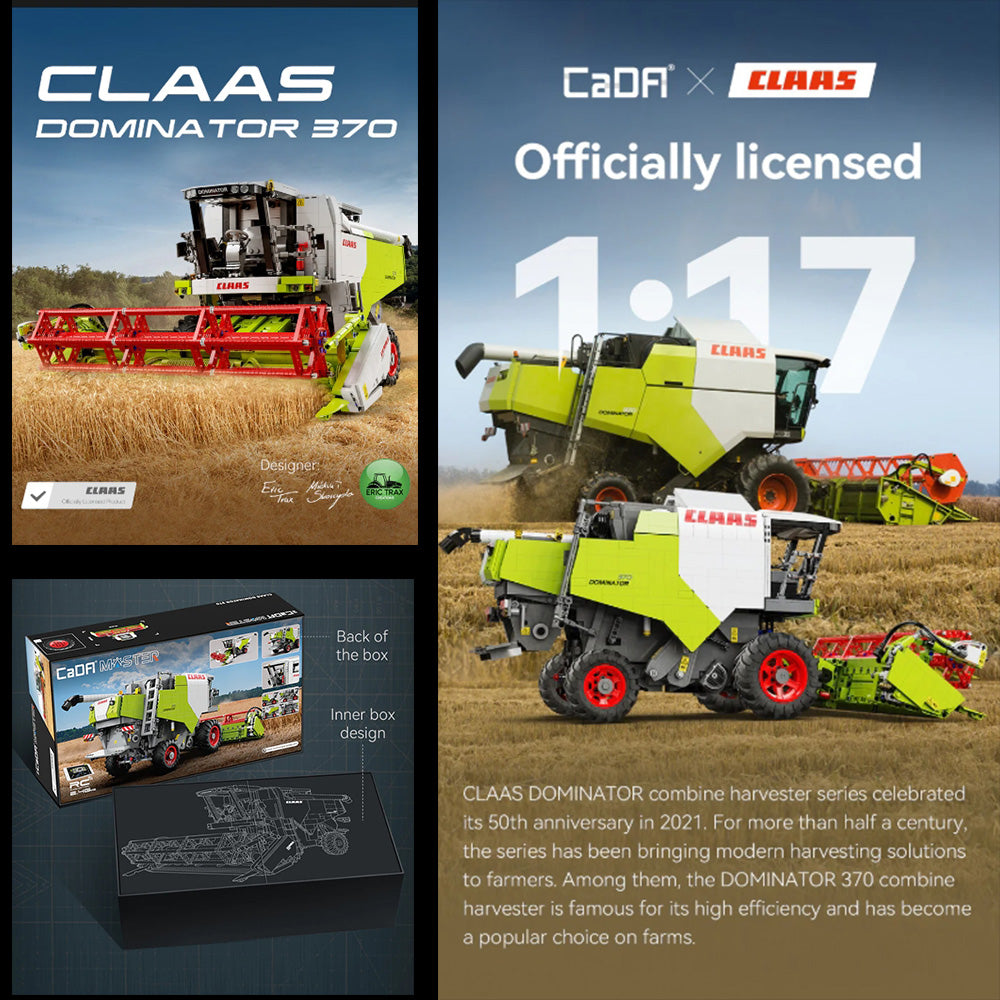 CLAAS DOMINATOR 370, CaDA C61508W MOC Mähdrescher KIemmbausteine (4567 Teile)