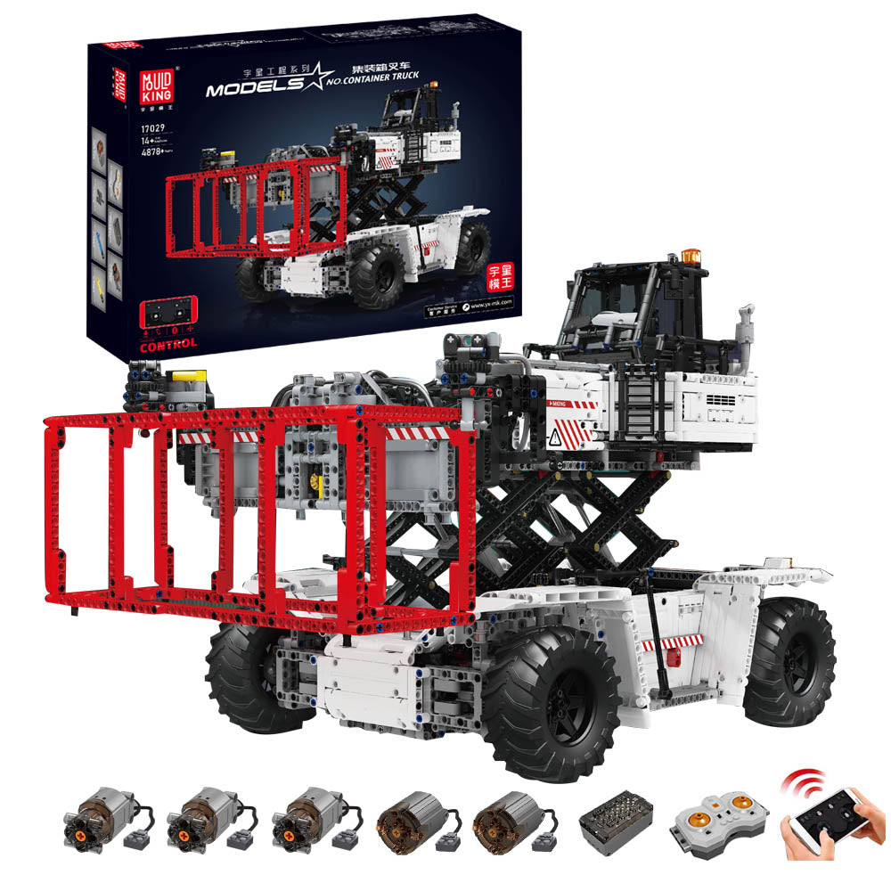 Technik Gabelstapler, Technik Container Gabelstapler, 4878 Teile Technik Stapler mit Motoren Pneumatik Zylinder Bausatz Kompatibel mit Lego Technik Gabelstapler