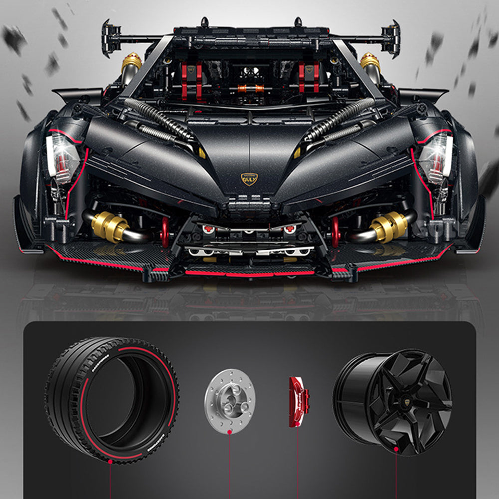 Technik Auto für Lamborghini Veneno Superauto, 1:8 Groß Auto mit 5 Motoren Set, Technik Auto ModeII Bausatz, 3809 TeiIe MOC Supercar ModeII, Kompatibel mit Iego Technik Lamborghini
