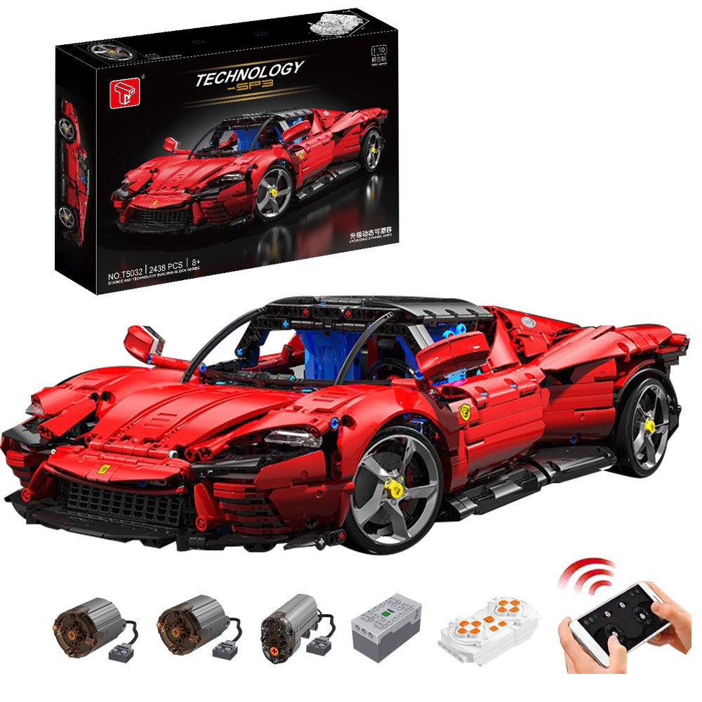 Technik Ferrari Daytona SP3, 1:10 roter Supersportwagen, Technik Ferngesteuert Auto Klemmbausteine Modellbau Kompatibel mit Lego Technik