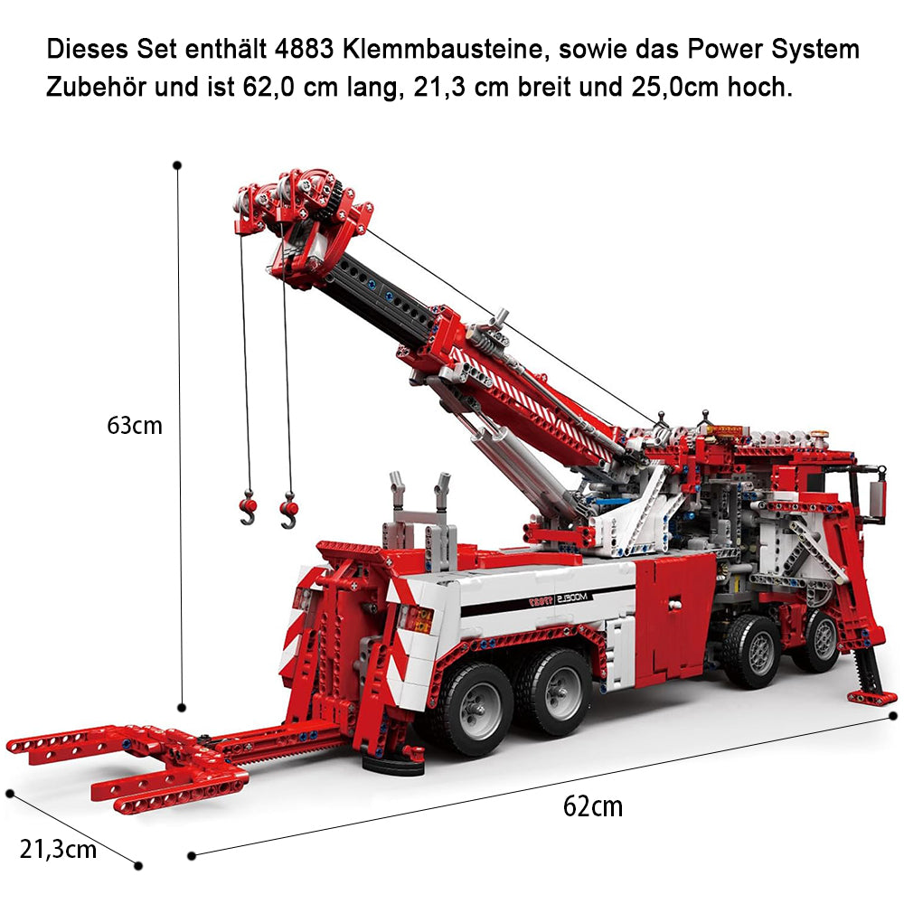 Mould King 17027D Technik Feuerwehrauto LKW mit 7 Motoren, 4880+ TeiIe MOC Technik LKW Feuerwehr Auto mit Kranarm Bausatz KIemmbausteine für Kinder und Erwachsene (Upgrade Version)