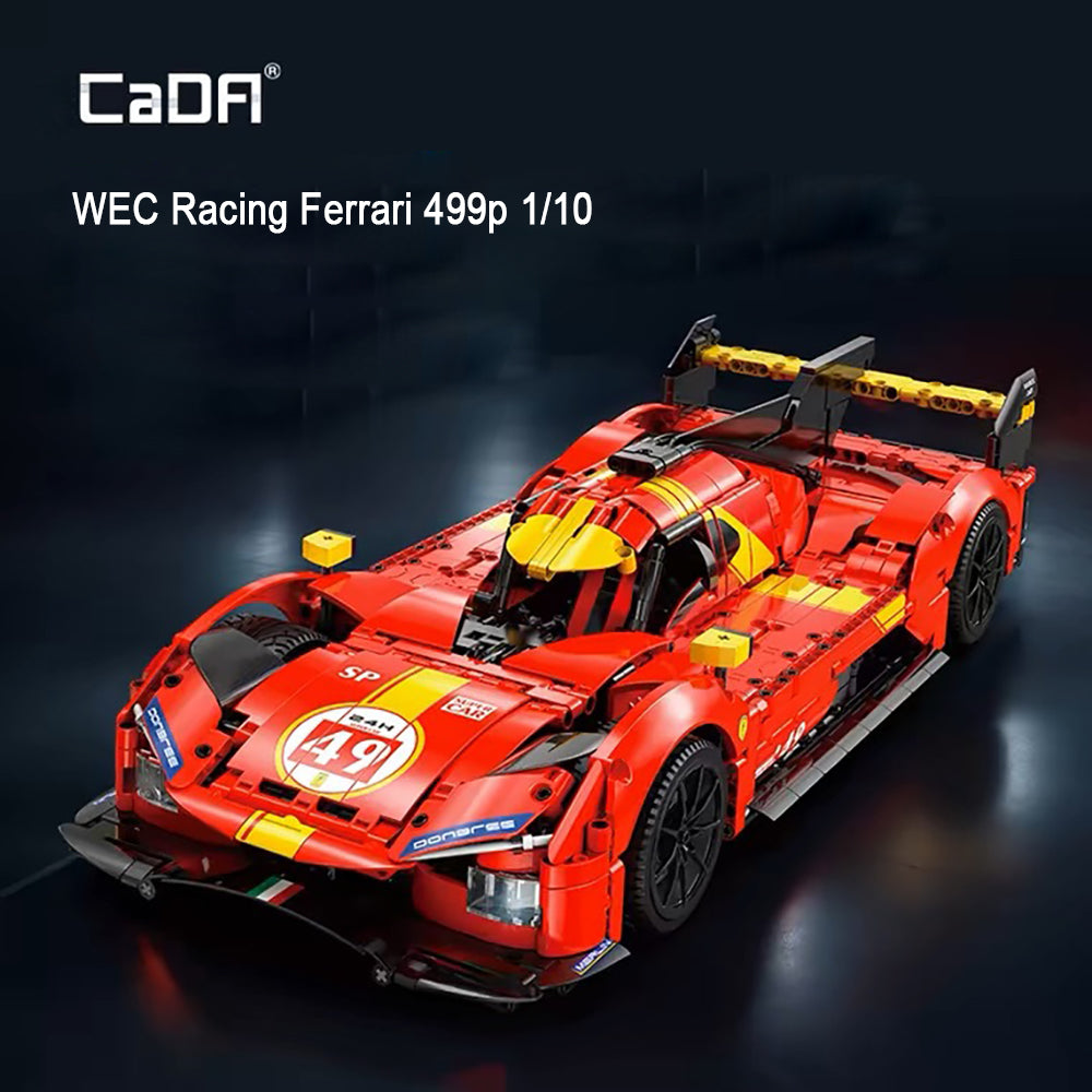 CADA C63009W Technik Auto für Ferrari 499P WEC Racing, 1518 KIemmbausteine Rennauto Modell, im Maßstab 1: 10 Bausatz
