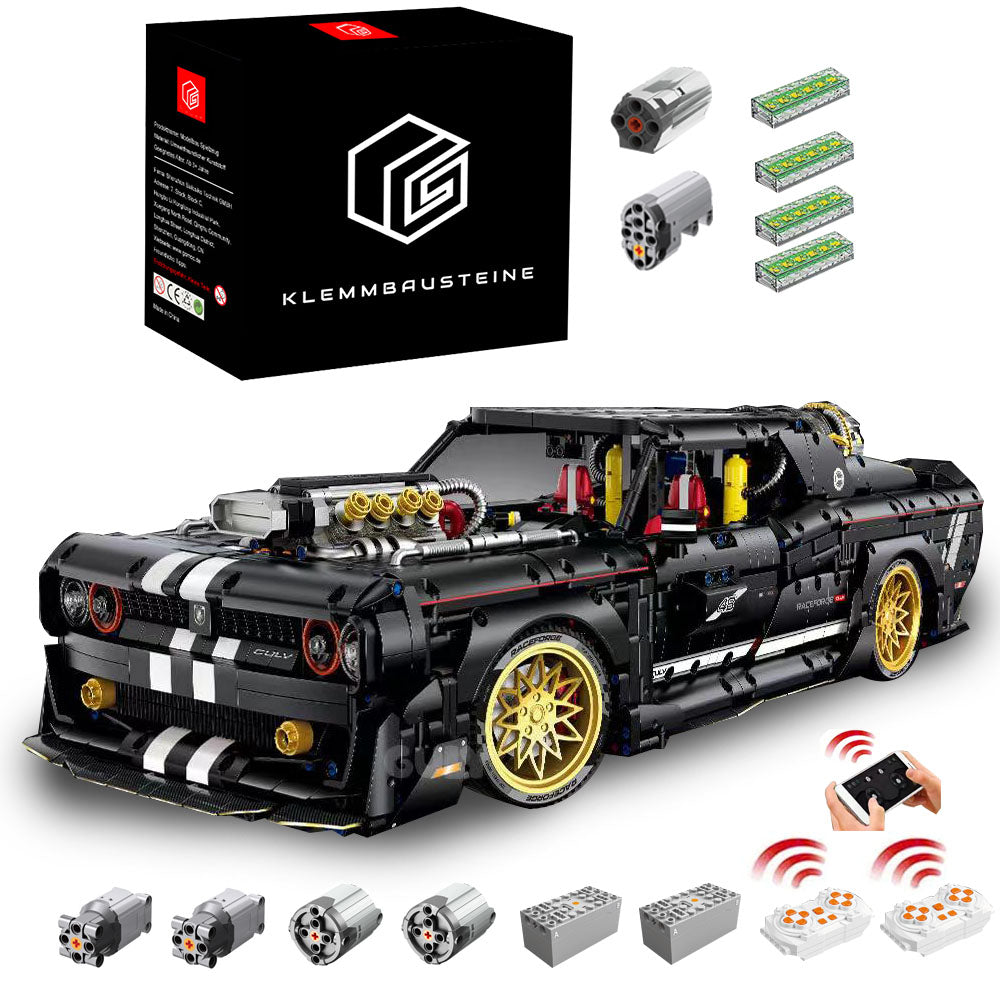 Technik Auto 1:8 Dodge Challenger Sportwagen Klemmbausteine Bausatz mit 6 Motor, 3686 Teile Groß MOC Supercar Bausteine, Realistische Rennmodell-Sammlerstücke, Spielzeug Geschenke für Erwachsene