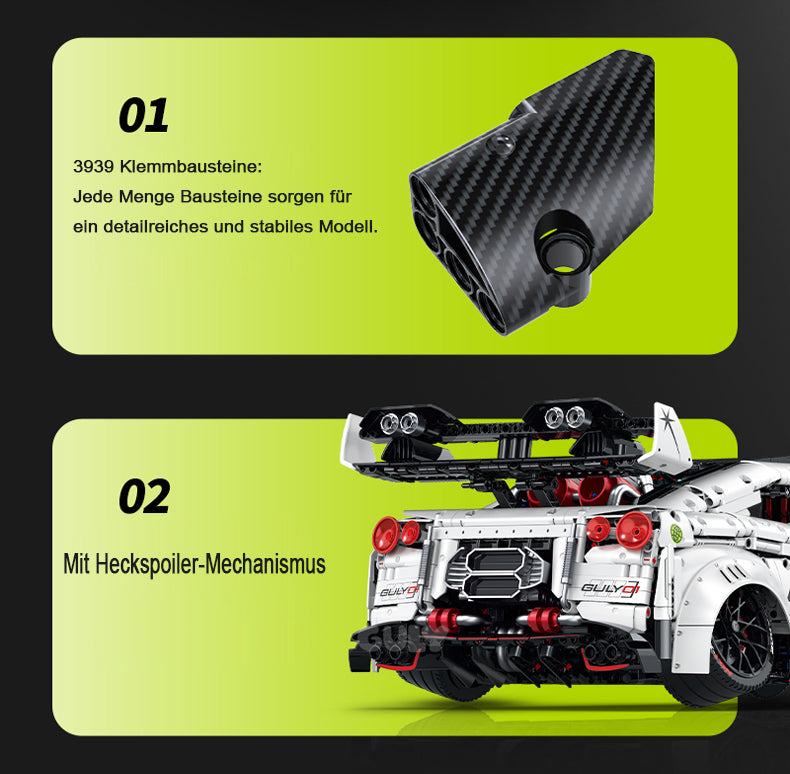 Technik Auto 1: 8 für Skyline GT-R Supercar, Groß Auto mit Motoren Set, Technik Auto ModeII Bausatz, 3939 TeiIe MOC Superauto ModeII, für Skyline GT-R Technik Auto