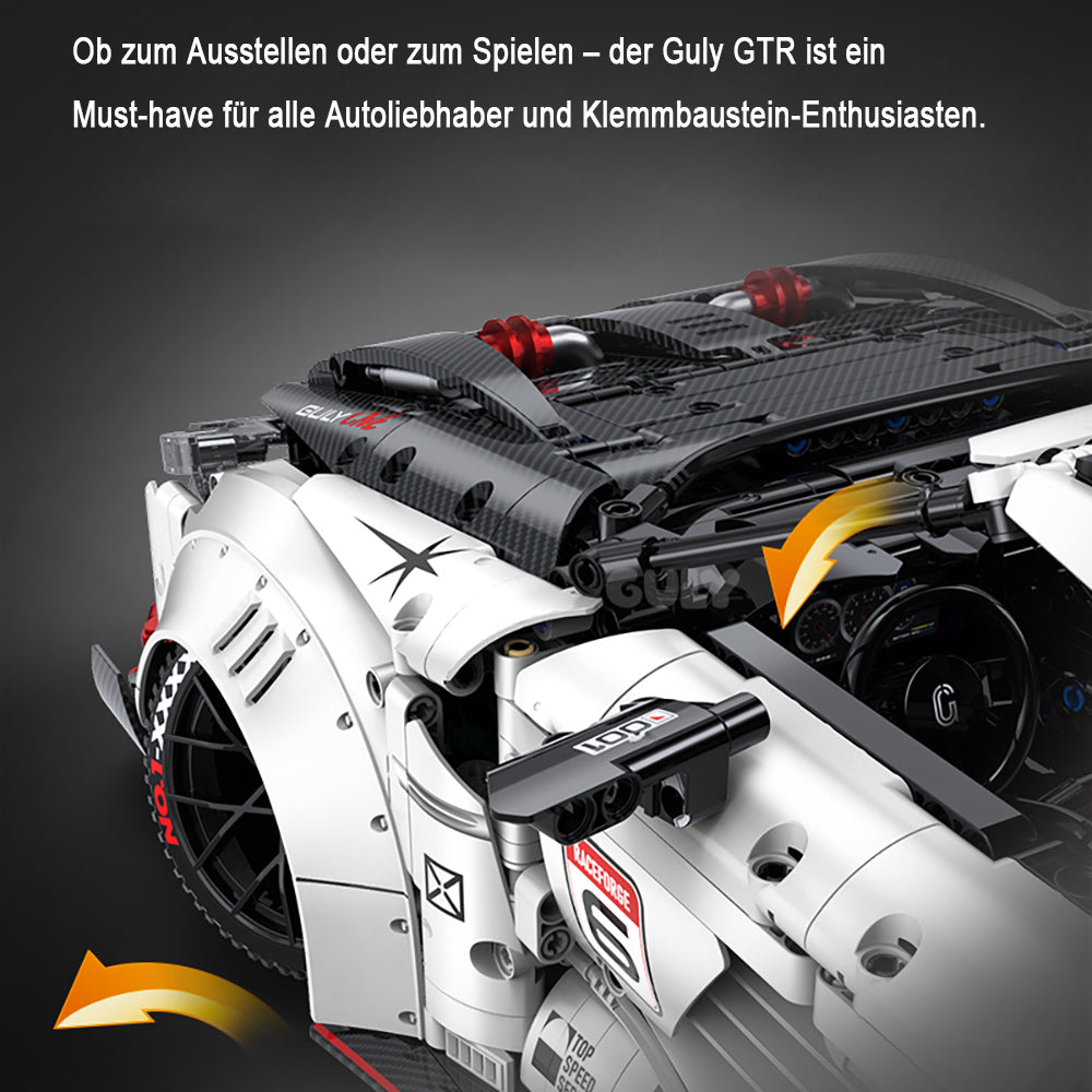 Technik Auto 1: 8 für Skyline GT-R Supercar, Groß Auto mit Motoren Set, Technik Auto ModeII Bausatz, 3939 TeiIe MOC Superauto ModeII, für Skyline GT-R Technik Auto