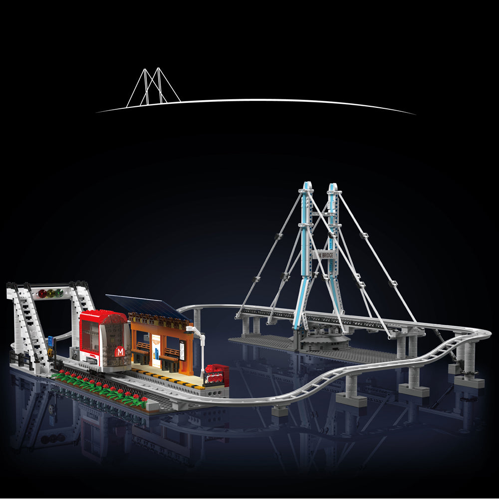 Technik Urban Triebwagen mit Schienen Modell, 1480+ Teile Technik Triebwagen Technik Auto Ferngesteuert Auto mit M0T0R Bausatz Kompatibel mit Lego Technik