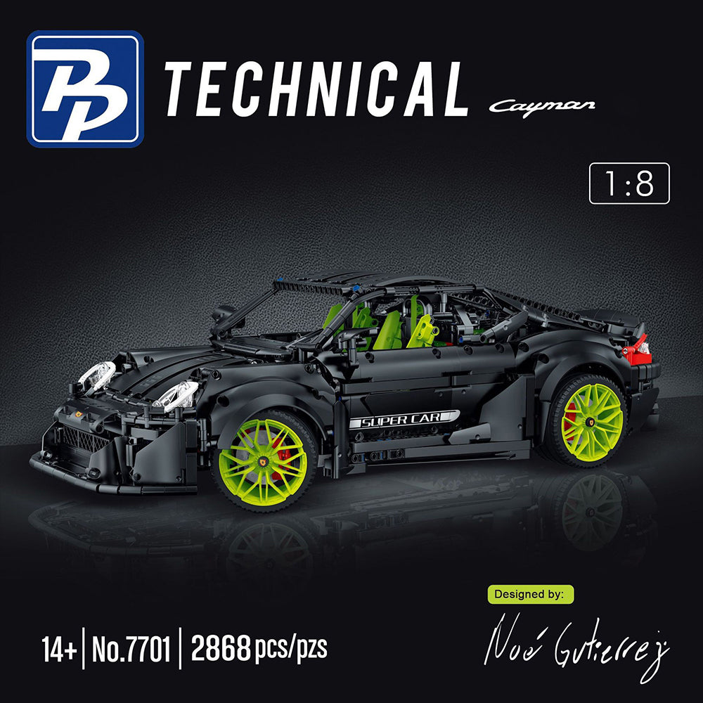 KYLON Technik Auto für Porsche Cayman S, 2800+ Teile Technic Auto Ferngesteuert, Technik Supersportwagen 1:8 Modell Bausatz Kompatibel mit Lego Technik Auto