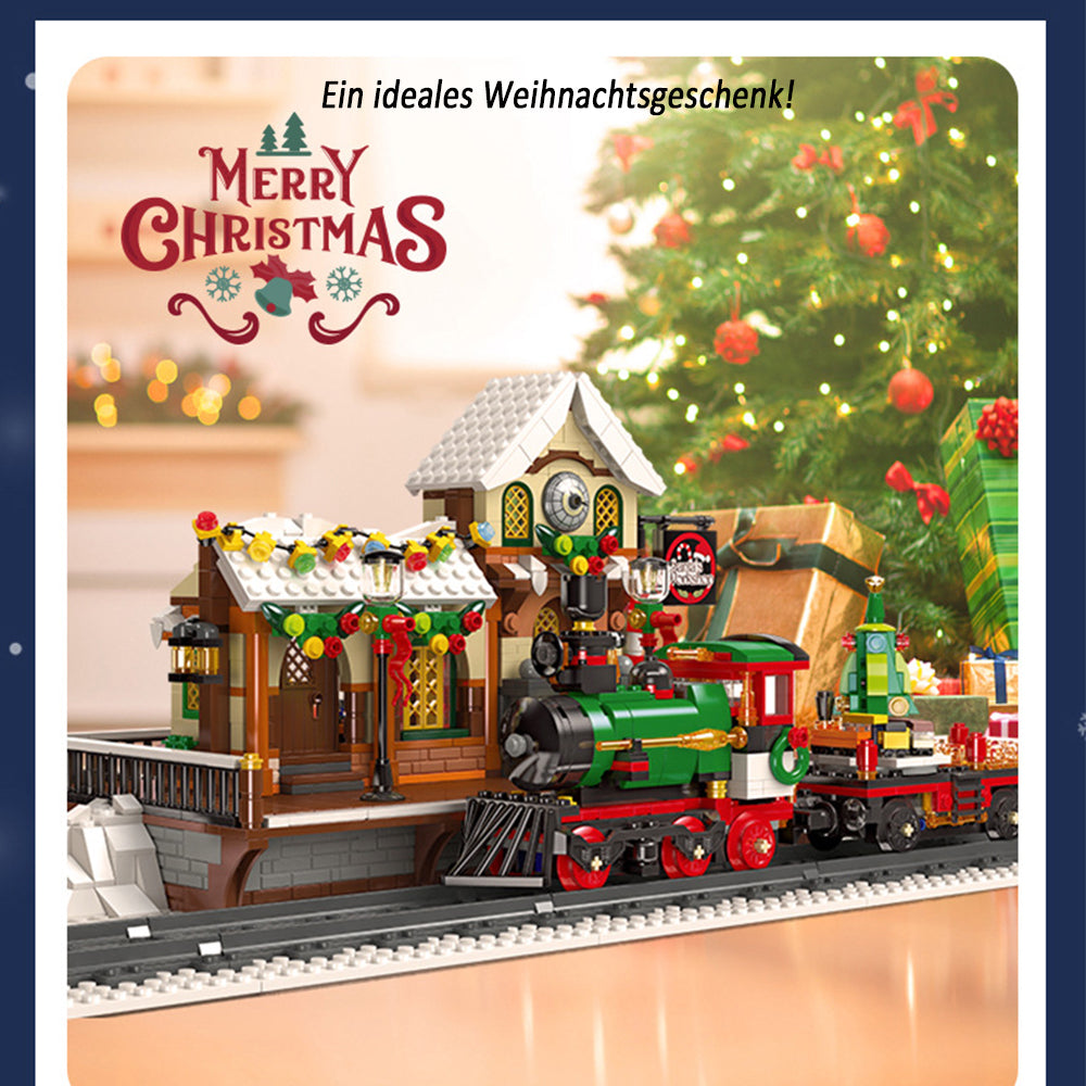 Weihnachtszug für Lego Weihnachten 2023, Weihnachtszug Mit Ieds Weihnachten Haus Weihnachtsbaum Weihnachtsset, 1360+ Teile Klemmbausteine Modell Kompatibel mit Lego Weihnachten 2023