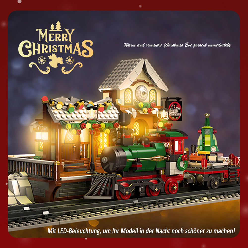 Weihnachtszug für Lego Weihnachten 2023, Weihnachtszug Mit Ieds Weihnachten Haus Weihnachtsbaum Weihnachtsset, 1360+ Teile Klemmbausteine Modell Kompatibel mit Lego Weihnachten 2023