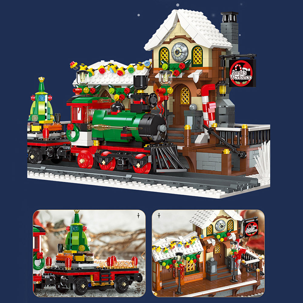 Weihnachtszug für Lego Weihnachten 2023, Weihnachtszug Mit Ieds Weihnachten Haus Weihnachtsbaum Weihnachtsset, 1360+ Teile Klemmbausteine Modell Kompatibel mit Lego Weihnachten 2023