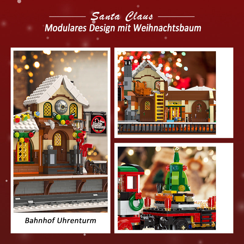 Weihnachtszug für Lego Weihnachten 2023, Weihnachtszug Mit Ieds Weihnachten Haus Weihnachtsbaum Weihnachtsset, 1360+ Teile Klemmbausteine Modell Kompatibel mit Lego Weihnachten 2023