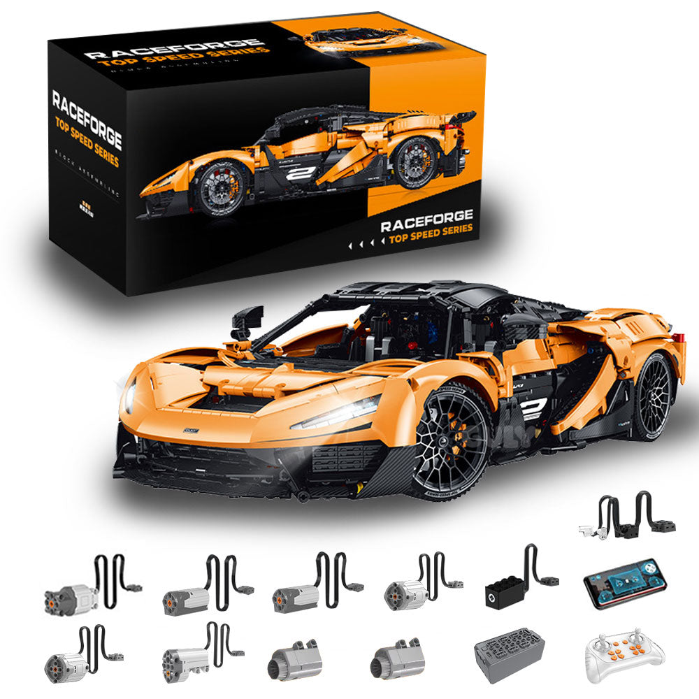 Technik Auto 1: 8 für Mclaren W1 Orange, Technik Auto mit 6 Motoren Technik Auto Bausatz MOC Auto KIemmbausteine für Mclaren Technik Auto, Originalverpackung