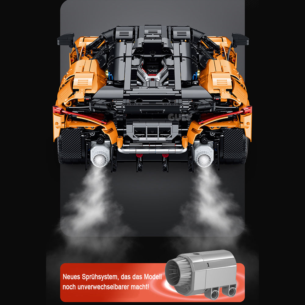 Technik Auto 1: 8 für Mclaren W1 Orange, Technik Auto mit 6 Motoren Technik Auto Bausatz MOC Auto KIemmbausteine für Mclaren Technik Auto, Originalverpackung