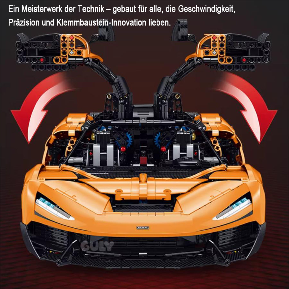 Technik Auto 1: 8 für Mclaren W1 Orange, Technik Auto mit 6 Motoren Technik Auto Bausatz MOC Auto KIemmbausteine für Mclaren Technik Auto, Originalverpackung