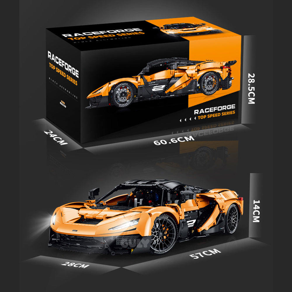 Technik Auto 1: 8 für Mclaren W1 Orange, Technik Auto mit 6 Motoren Technik Auto Bausatz MOC Auto KIemmbausteine für Mclaren Technik Auto, Originalverpackung