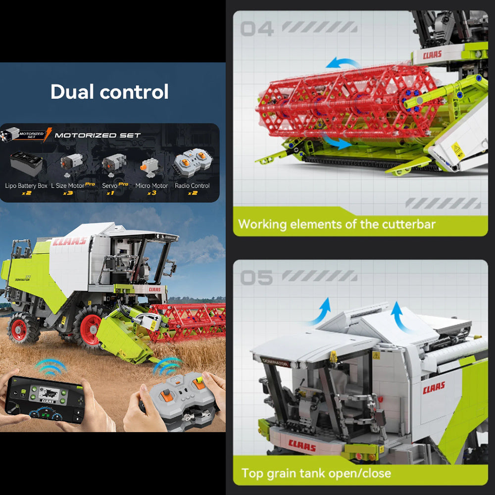 CLAAS Dominator 370 Mähdrescher, CADA C61508W Technik Mähdrescher, 4560+ Teile Technik 1:17 Groß Harvester mit Motoren Set für Kinder Erwachsene